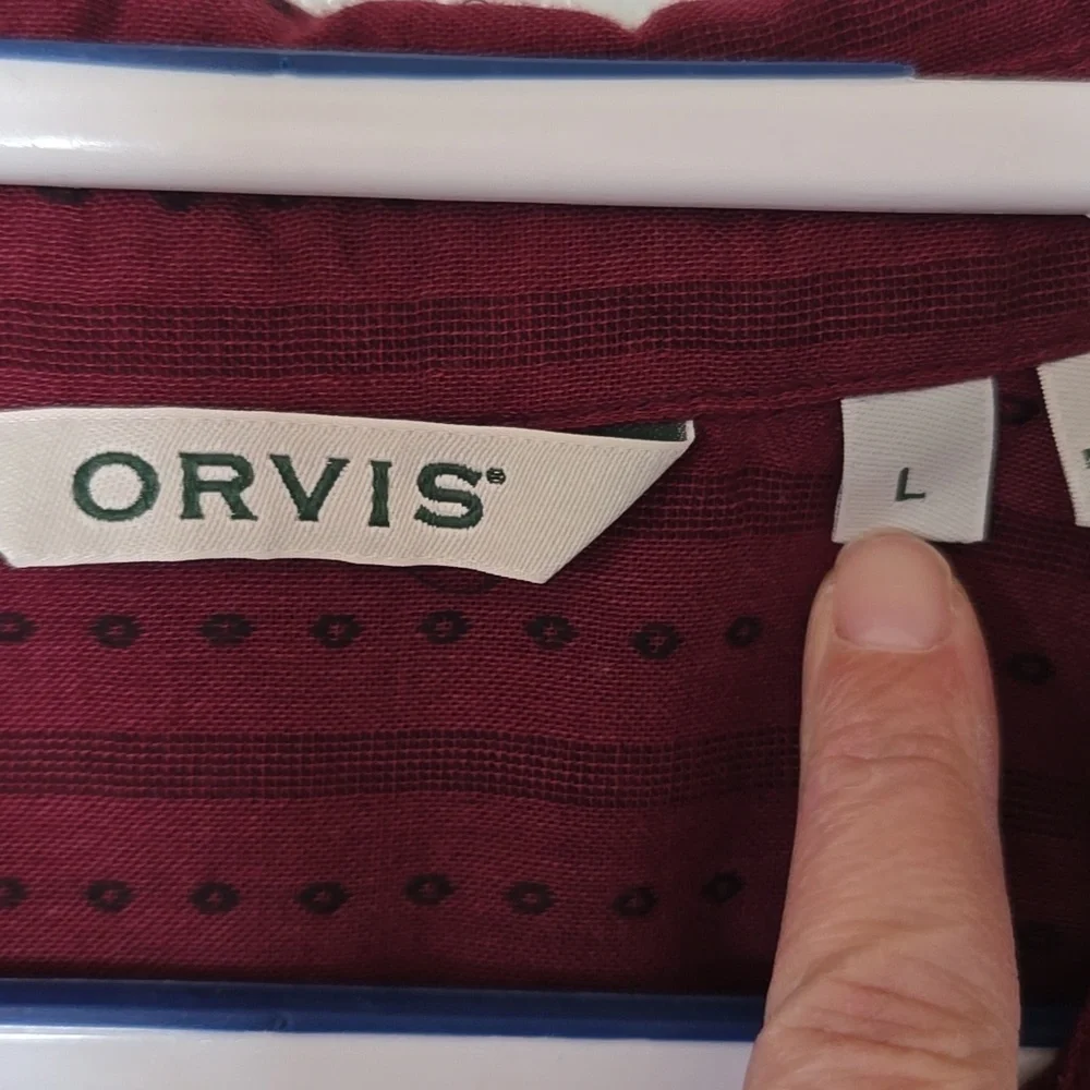 Orvis | Burgundy Button Down Long Sleeve Shirt Size Large